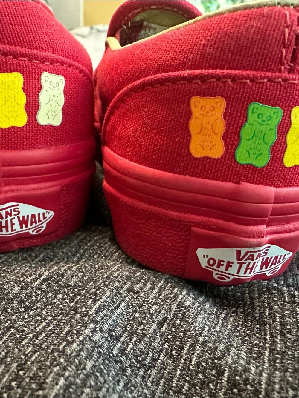 Vans Kids Red Slip-On Sneakers with Haribo Gummy Patch